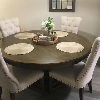 light colored dining table