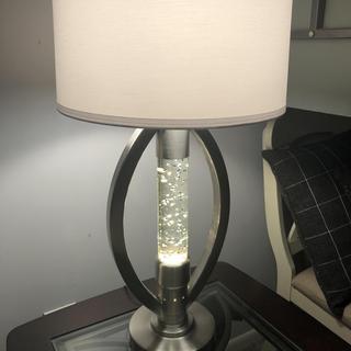 chrome table lamp with sparkle night light