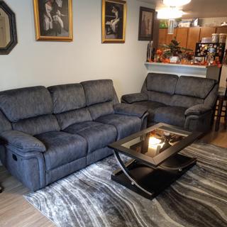 portman microfiber reclining sofa