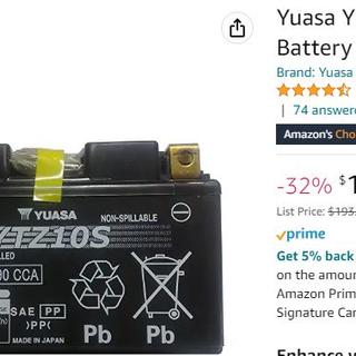 Yuasa YTZ10S 12V 190A High Performance AGM Maintenance-Free