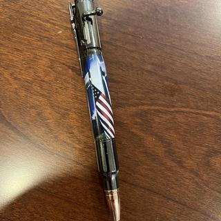 White Marble Tru-stone Mini 30 Caliber Bolt Action Gun Metal Bullet  Cartridge Pen — Woodnotch