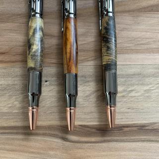 Two Black Enamel 30 Caliber Bolt Action Bullet Pen Woodturning Kits 