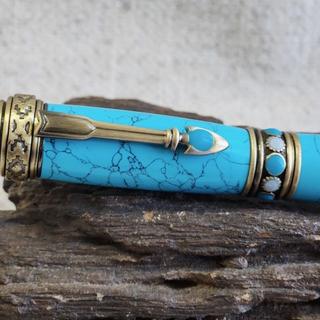 Southwestern Themed Turquoise Colored Pen with Antique Pewter Accents - 3  Gen Pen Company – 3 Gen Pen Company LLC