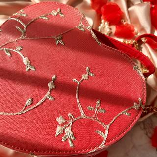 Shop LC Women Salmon Faux Leather Valentine Heart Shape Embroidery Crossbody, Salmon