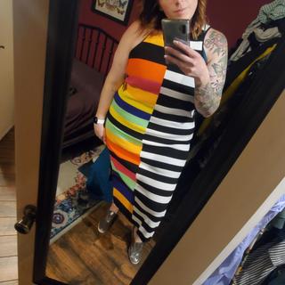 Mixed Stripe Ribbed Dress | Eloquii