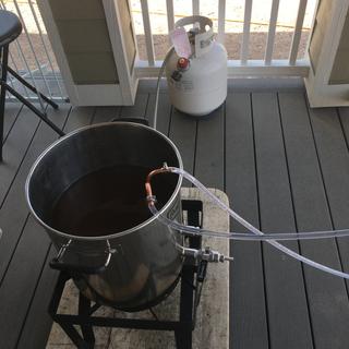 Brew day!   Chilling wort.