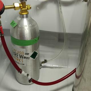 Gas line disconnect for easy cleaning/sanitizing of kegs. Another connect for beer gun.