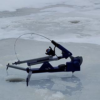 JawJacker Jigging Base Ice Fishing Tip Up Accessory - Blue/Gray