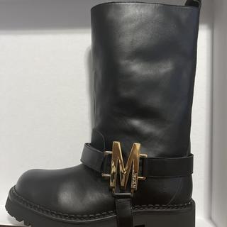 Moschino Women's Lug Sole Leather Biker Boots