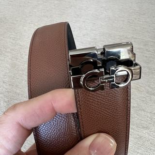 Gancini Men's Reversible Leather Belt in Brushed Silver Gold Gun